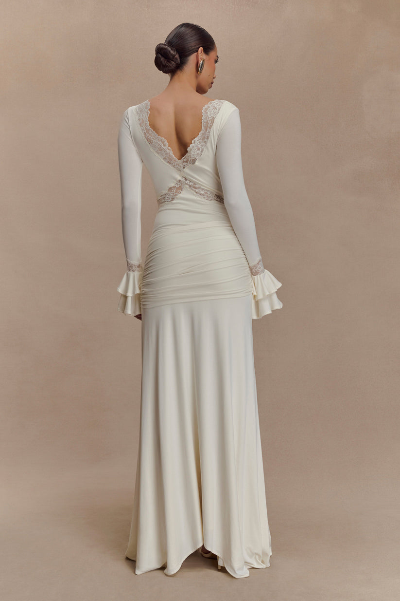 Electra Vestido largo de encaje ajustado - Marfil