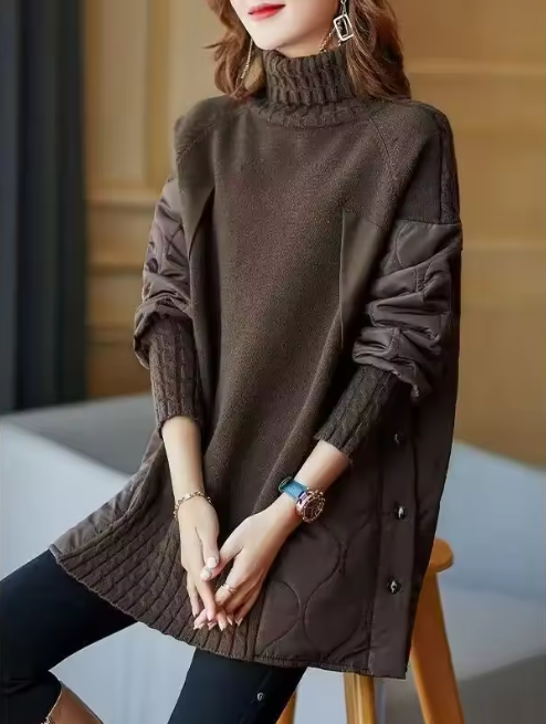 Melisa - Abrigo invierno de algodón holgada y gruesa con cuello alto para mujer